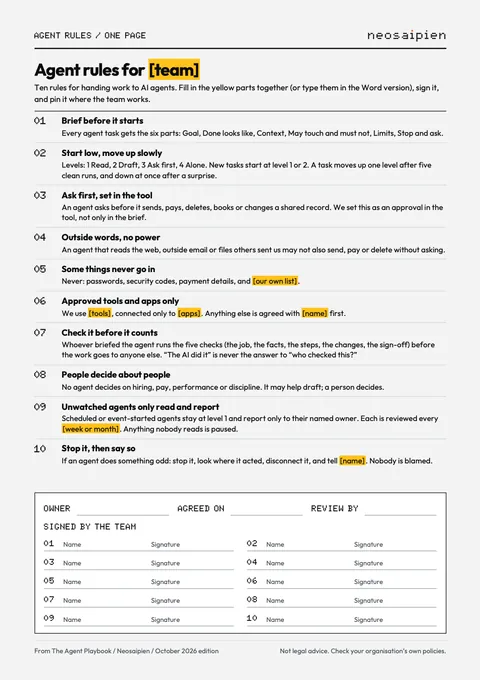 The Agent Playbook: Agent rules for my team