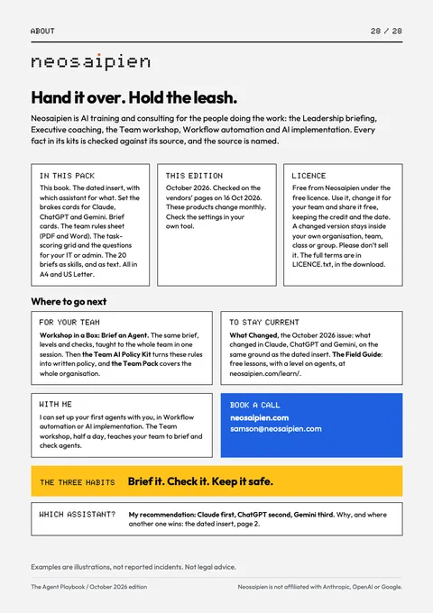 The Agent Playbook: The book, back page