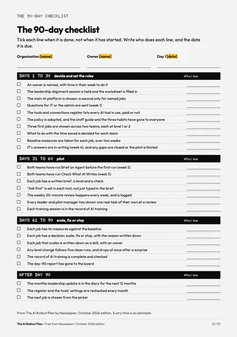 The AI Rollout Plan: The 90-day checklist