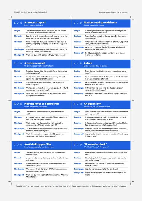 The AI Fact-Check Kit: Review cards, fronts