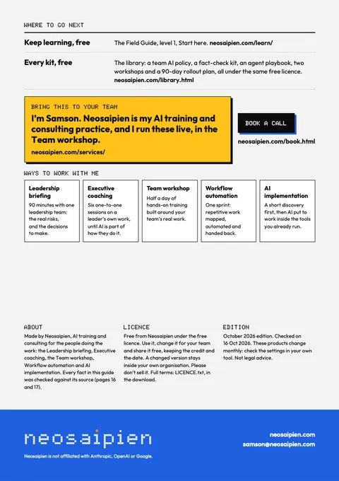 The 2026 AI Starter: The guide, back page