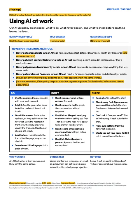 The Team AI Policy Kit: The one-page staff guide