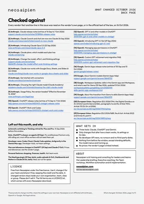 What Changed: Page 3: checked against